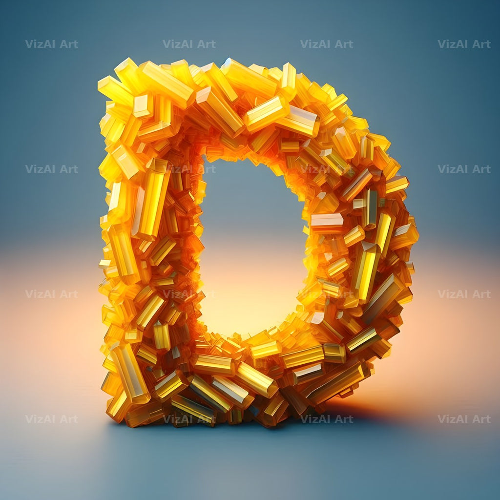 Citrine Crystal alphabet letter D