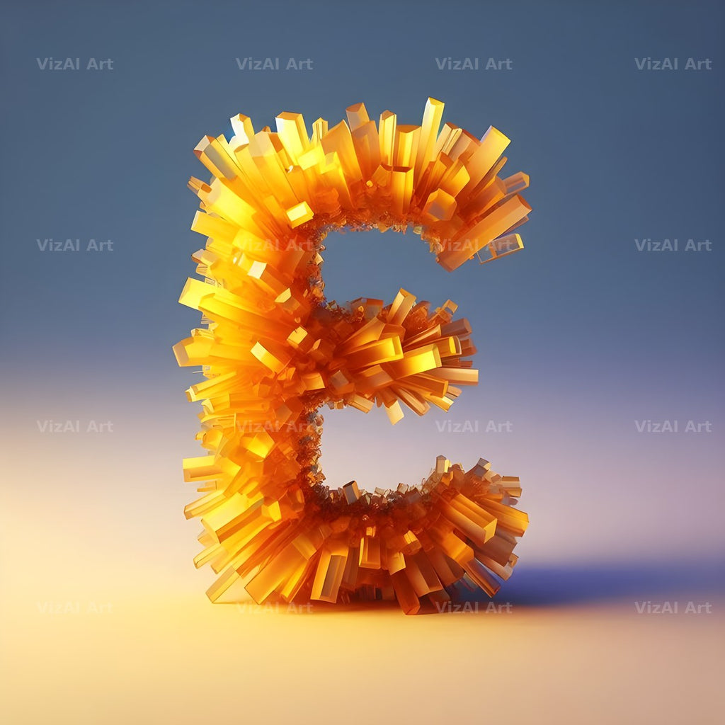 Citrine Crystal alphabet letter E