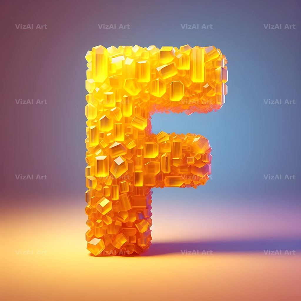 Citrine Crystal alphabet letter F