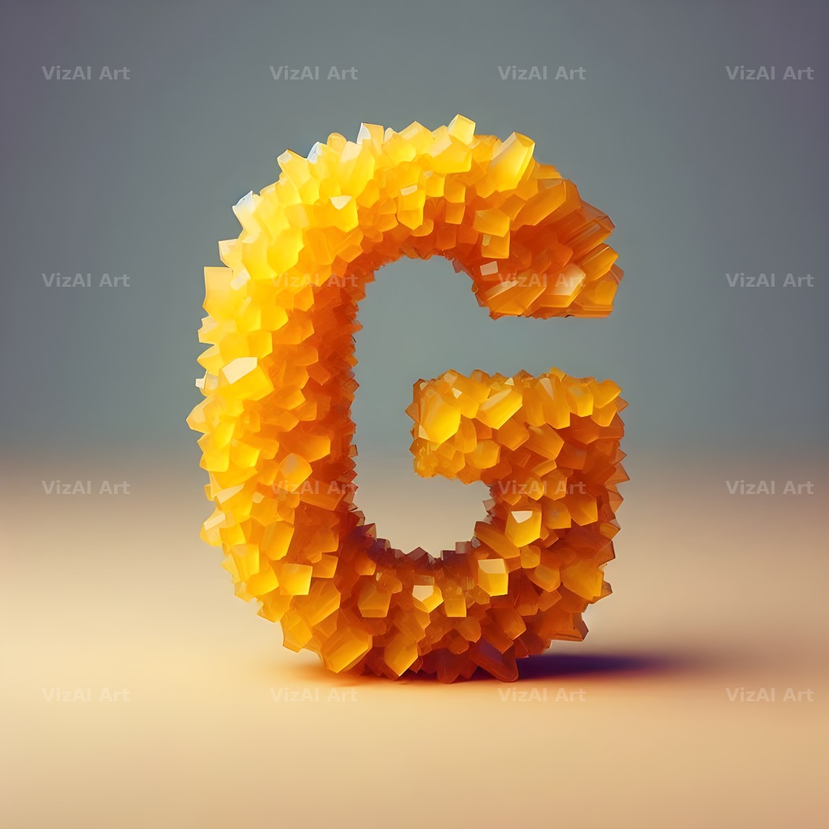 Citrine Crystal alphabet letter G