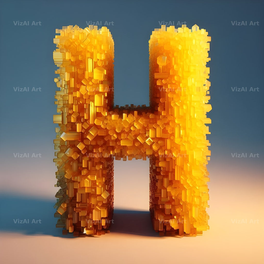 Citrine Crystal alphabet letter H