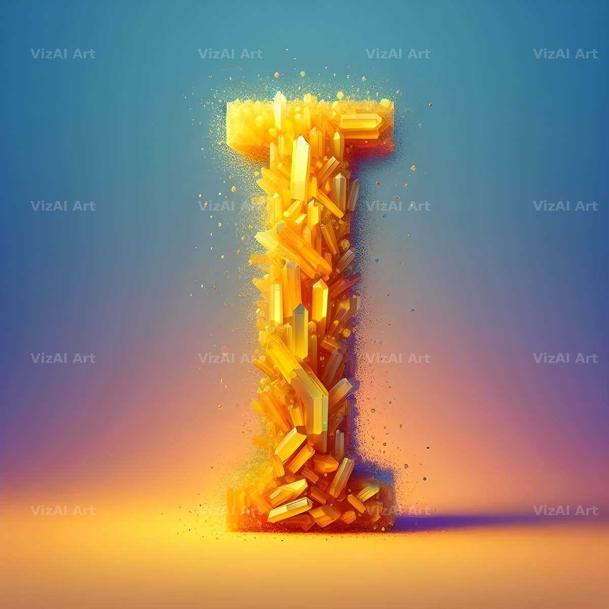 Citrine Crystal alphabet letter I