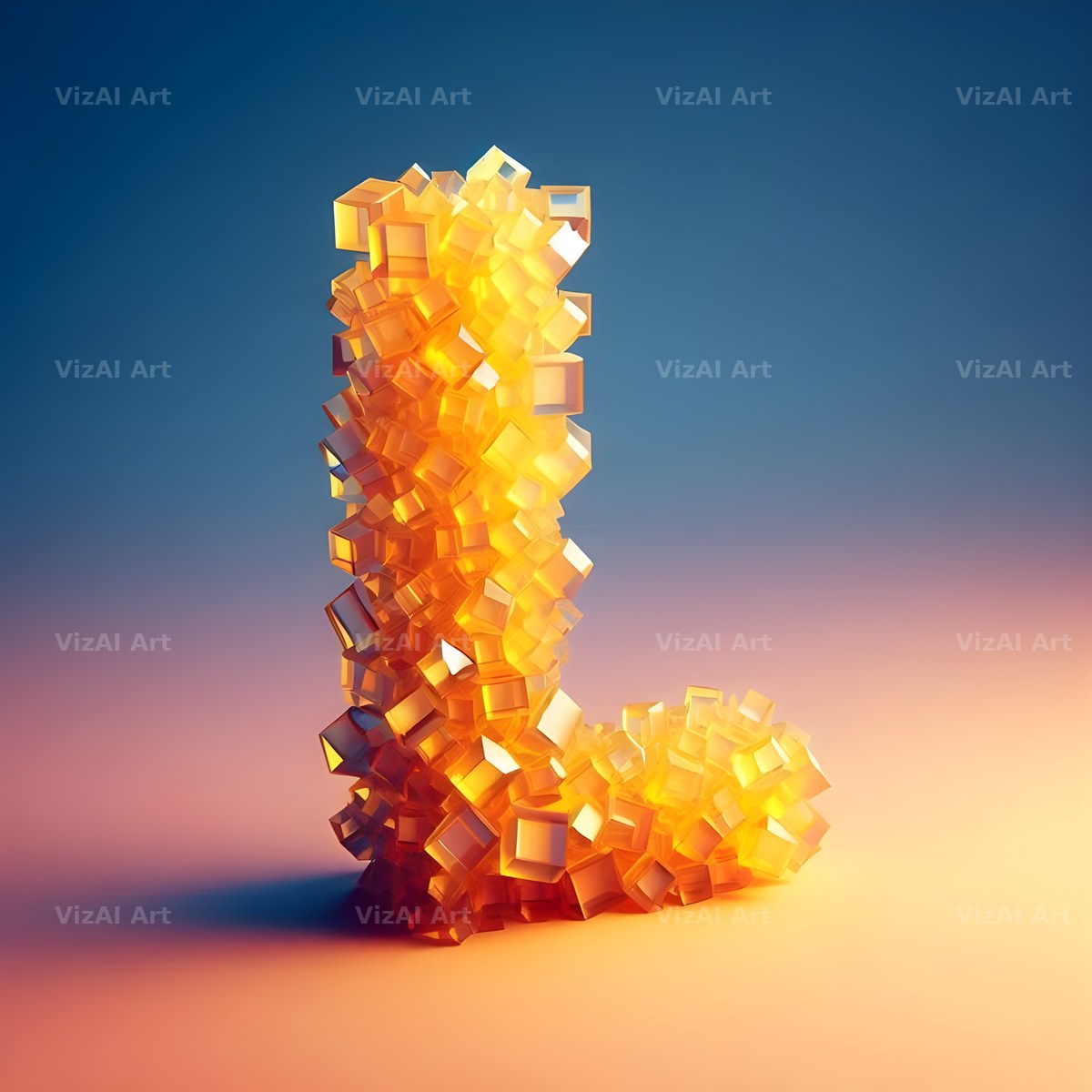Citrine Crystal alphabet letter L