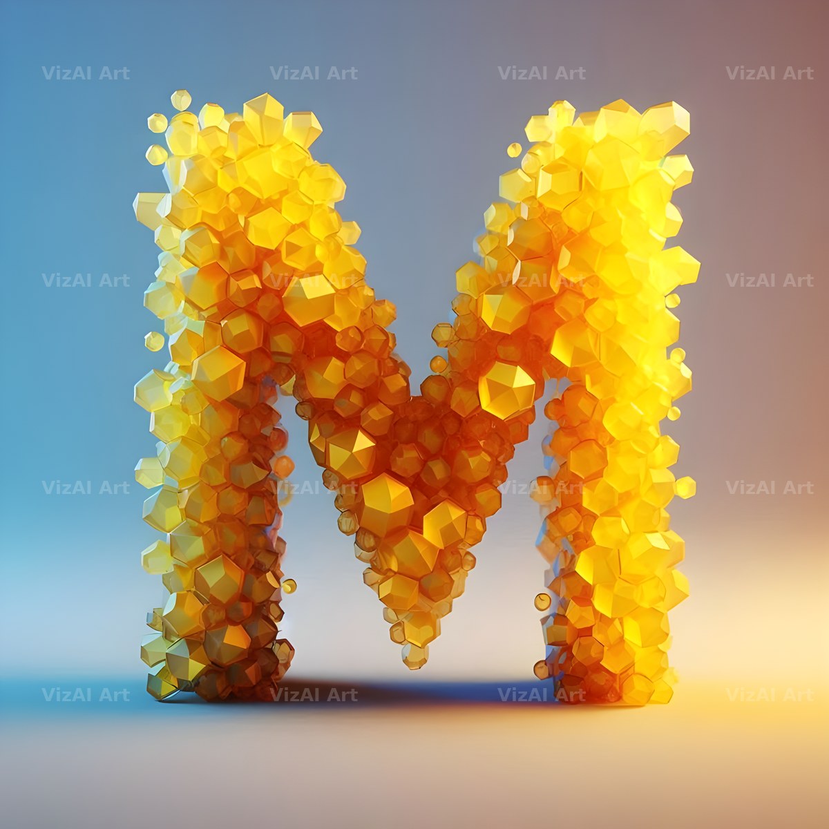 Citrine Crystal alphabet letter M
