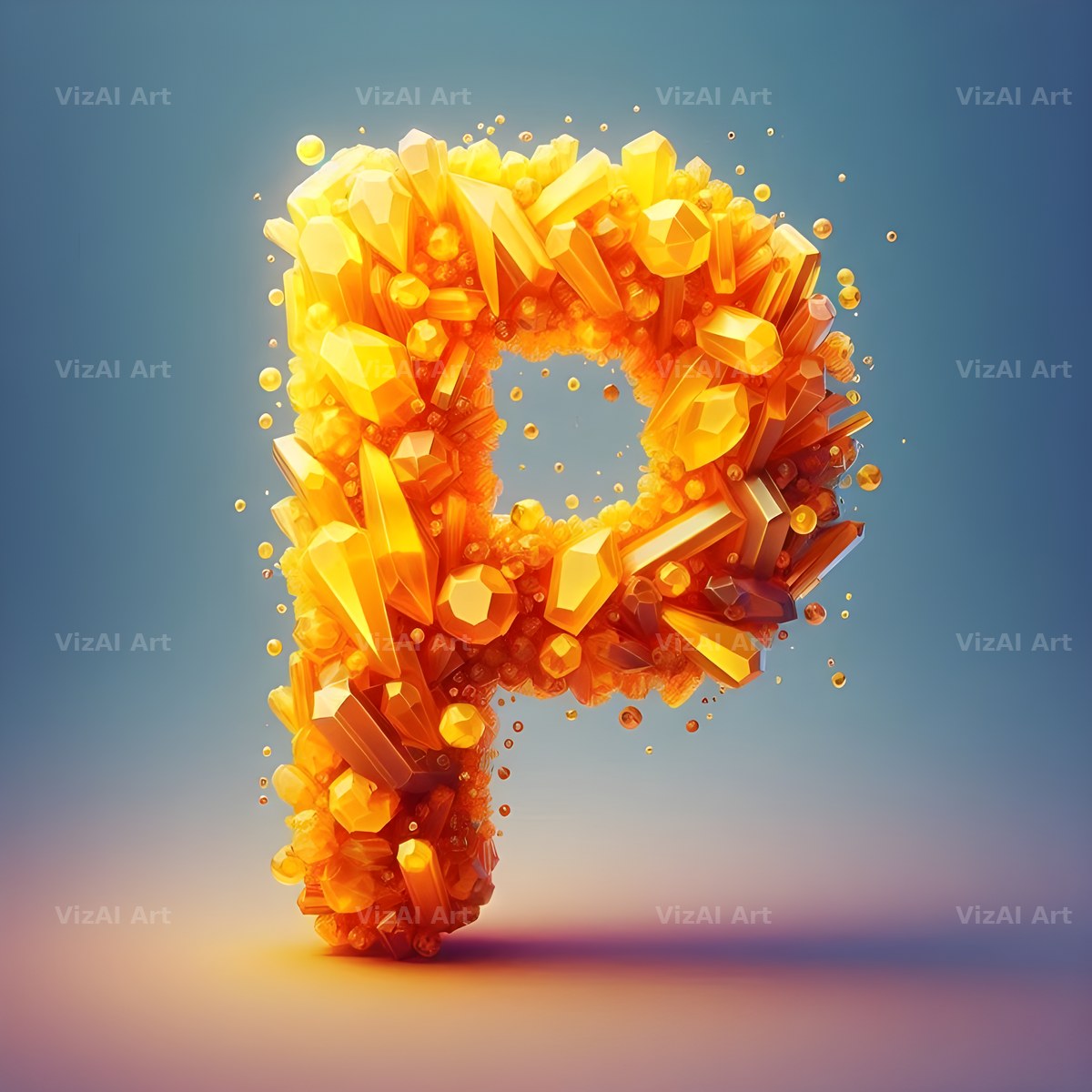 Citrine Crystal alphabet letter P