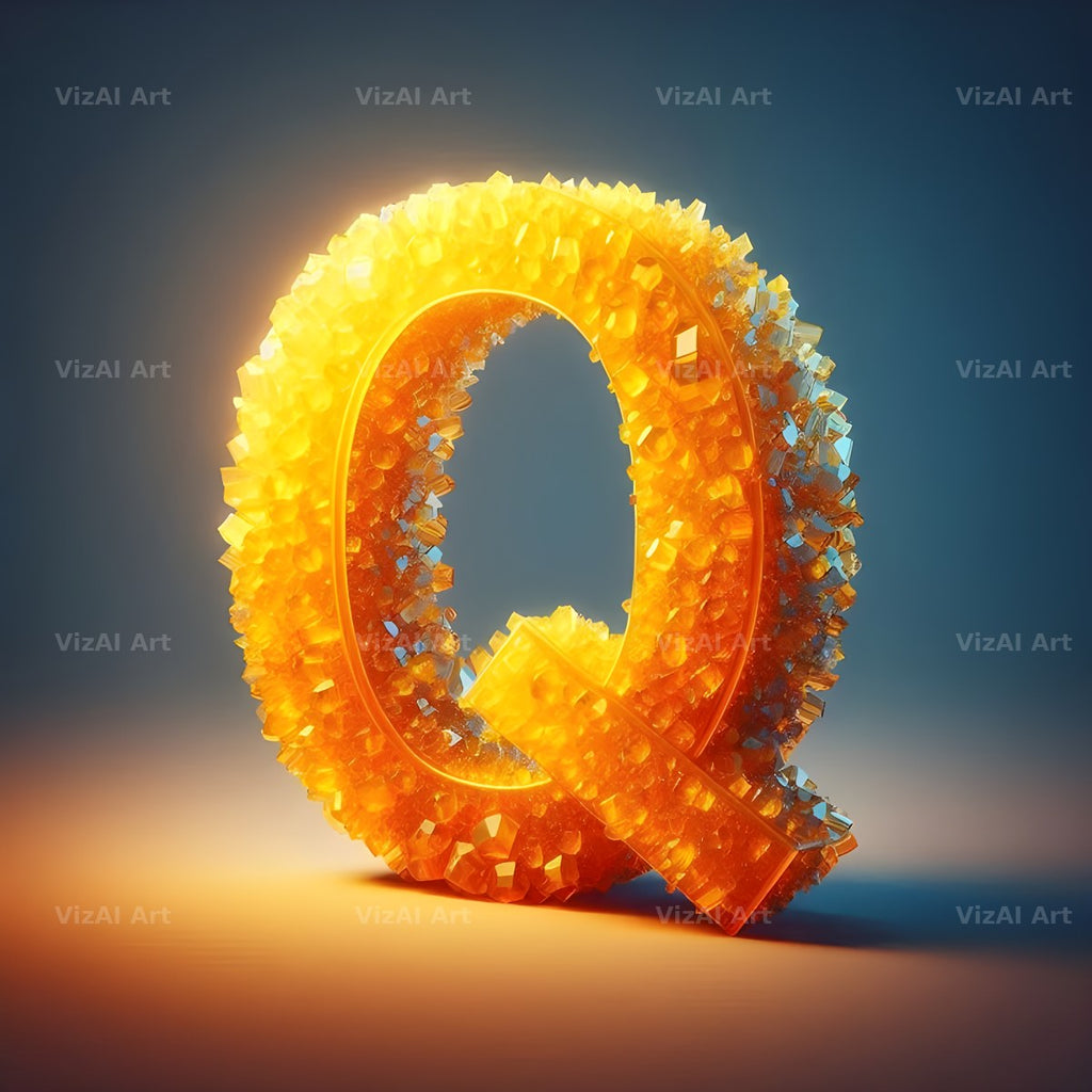 Citrine Crystal alphabet letter Q