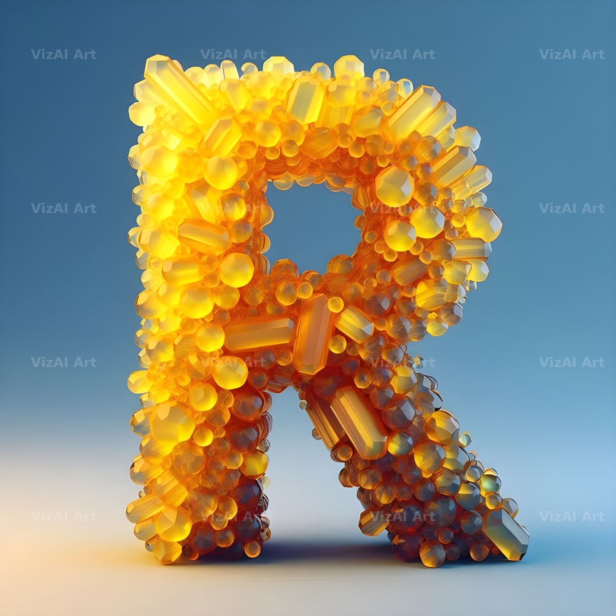 Citrine Crystal alphabet letter R