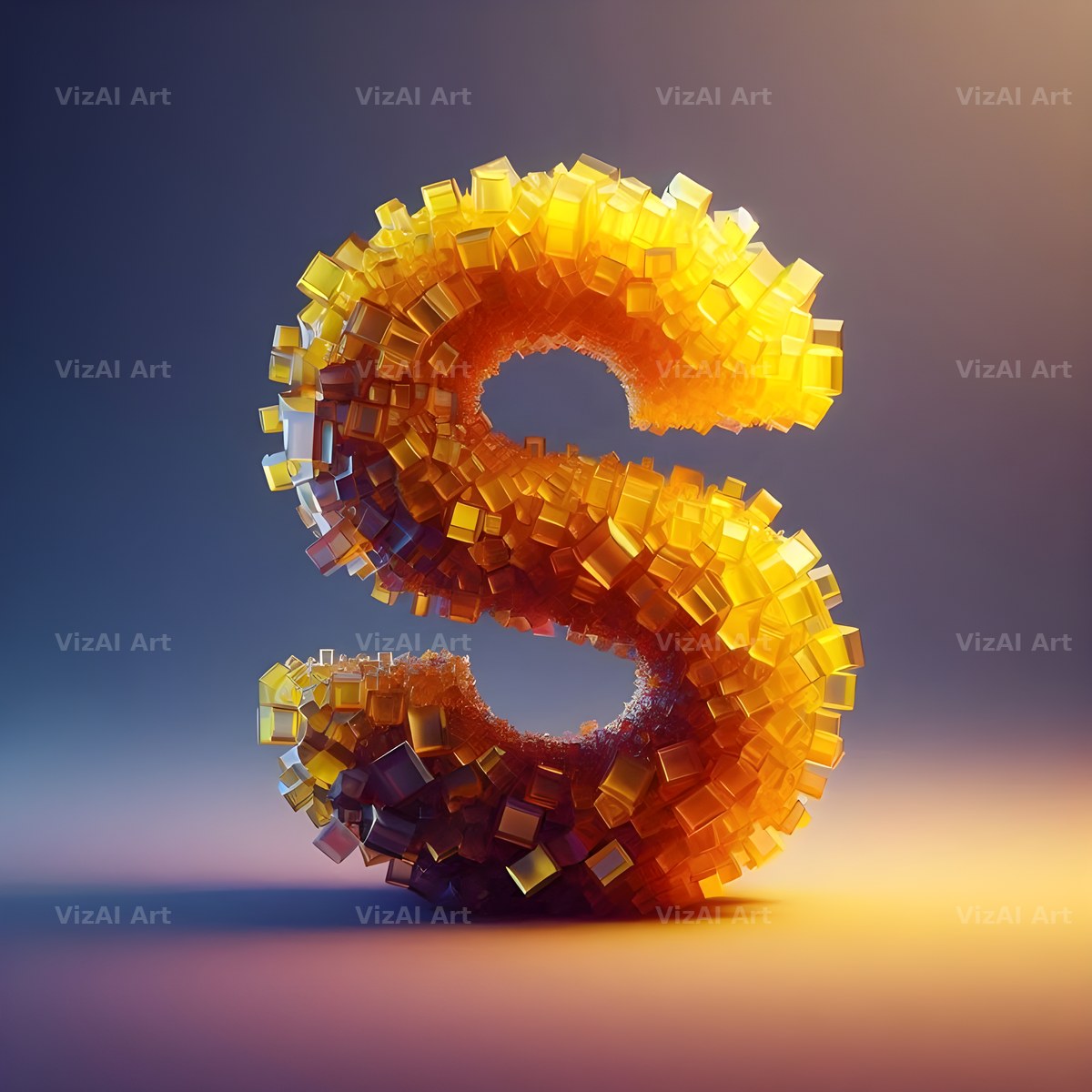 Citrine Crystal alphabet letter S