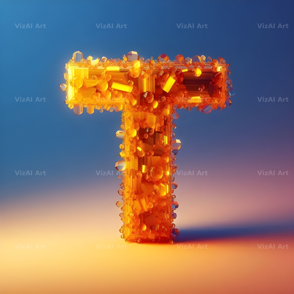 Citrine Crystal alphabet letter T
