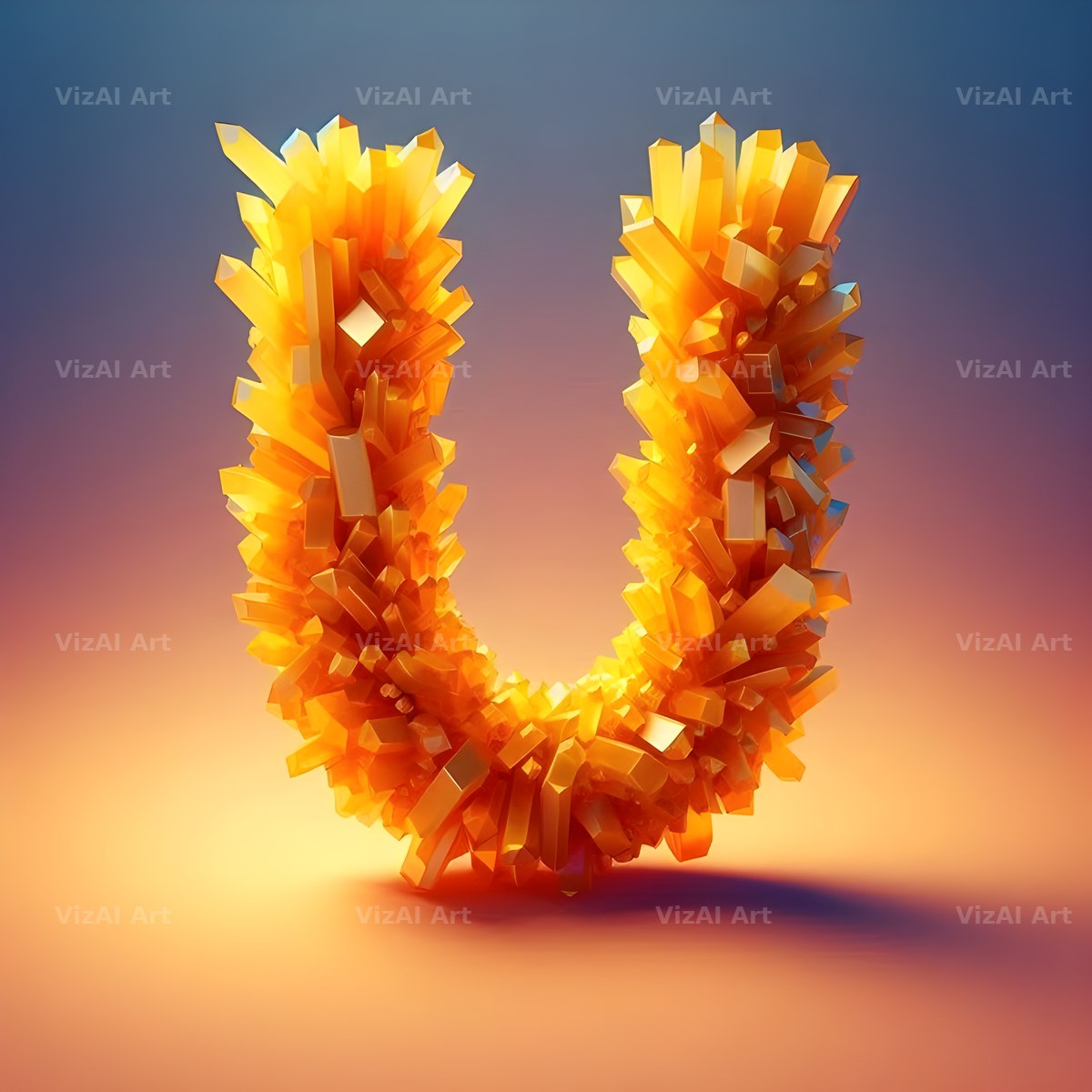 Citrine Crystal alphabet letter U