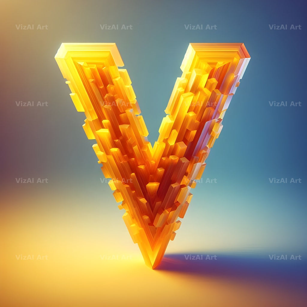 Citrine Crystal alphabet letter V
