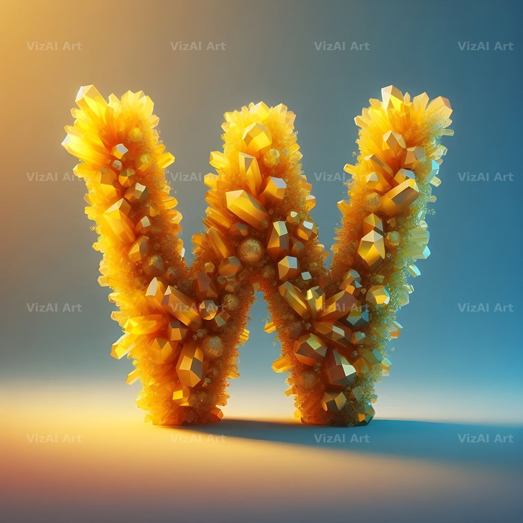 Citrine Crystal alphabet letter W