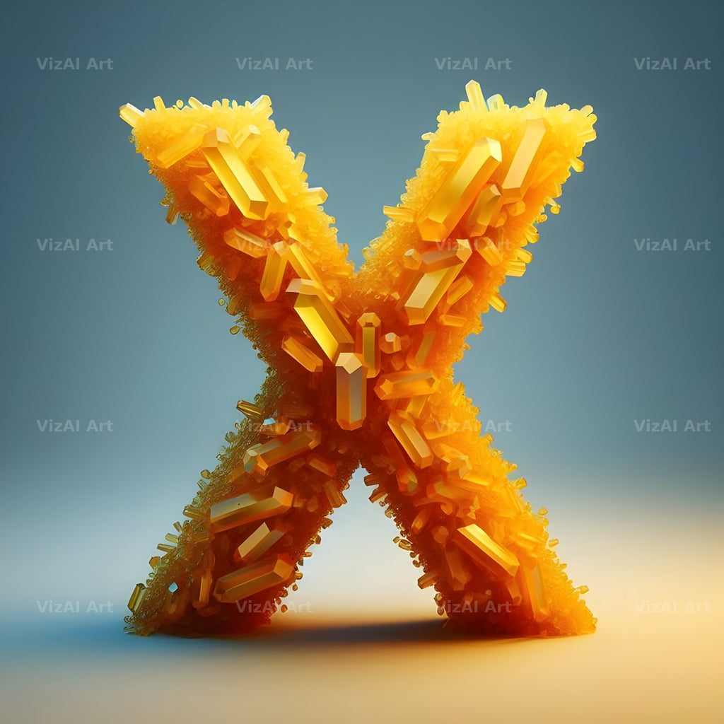 Citrine Crystal alphabet letter X