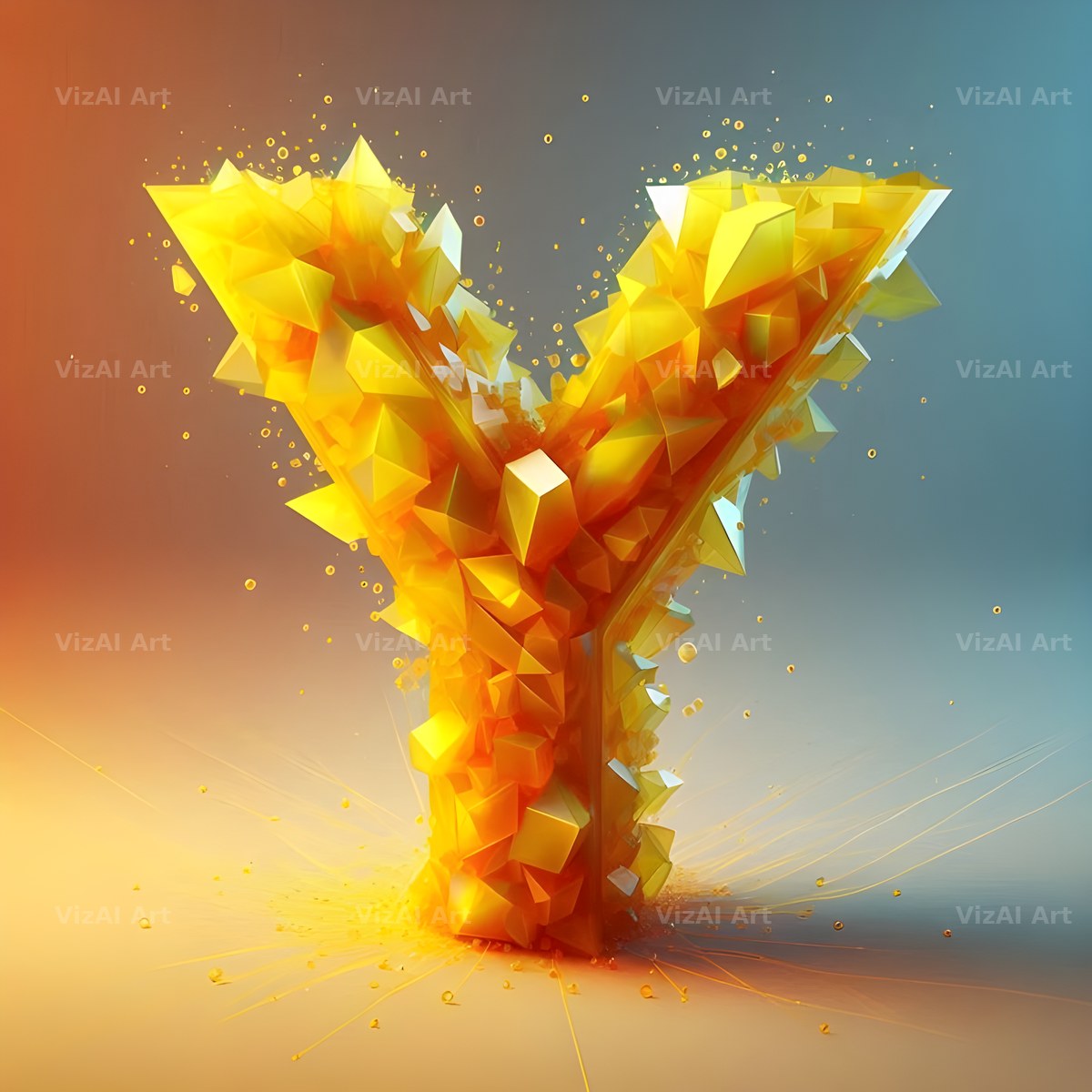 Citrine Crystal alphabet letter Y