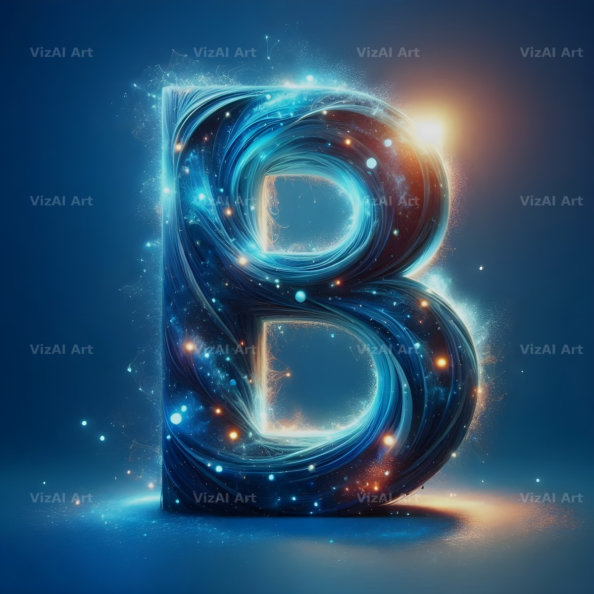 Celestial Blue Glow alphabet letter B