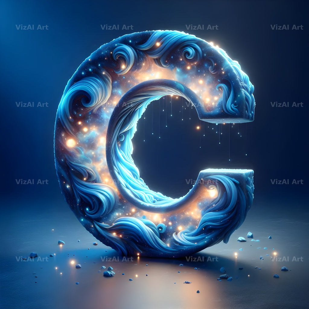 Celestial Blue Glow alphabet letter C