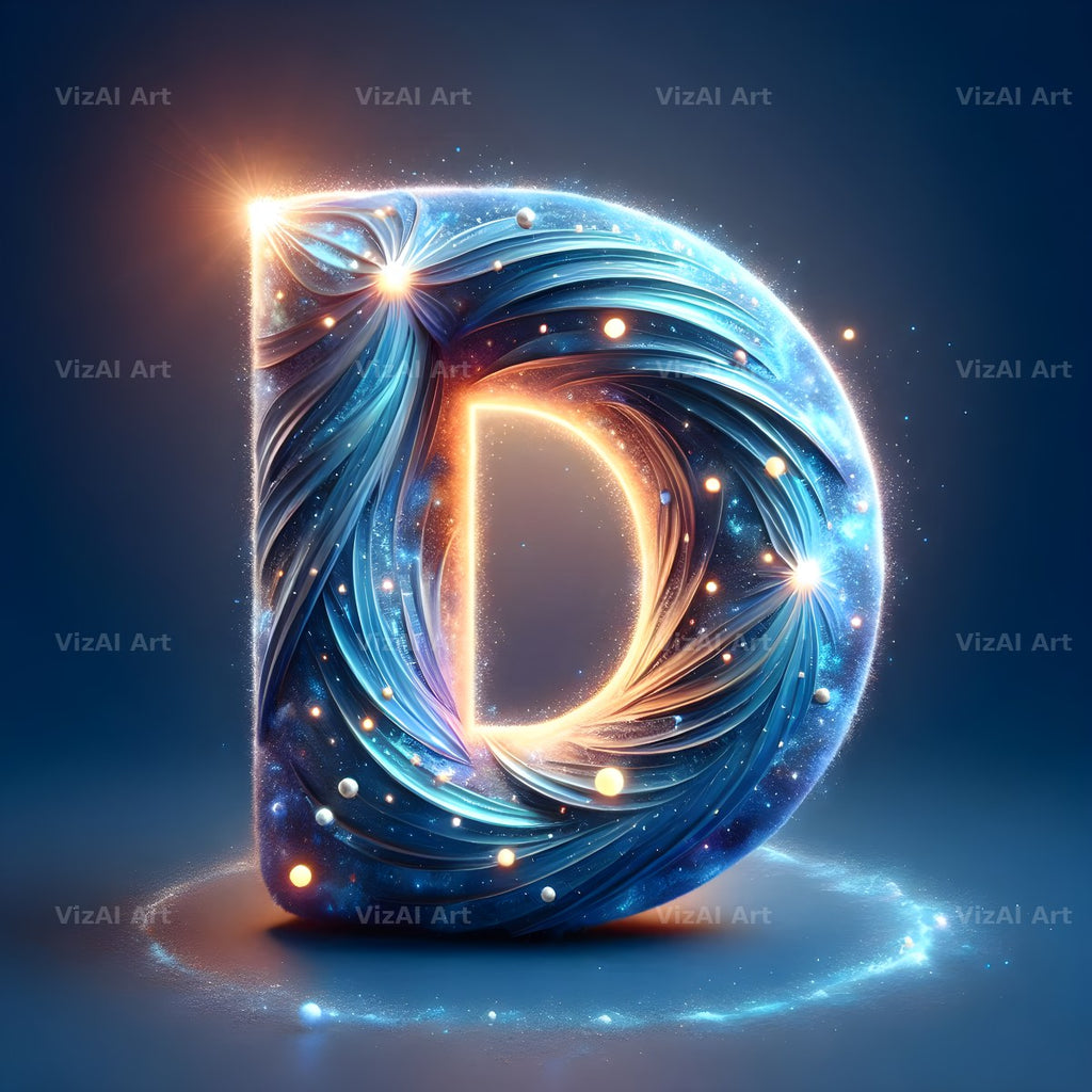 Celestial Blue Glow alphabet letter D