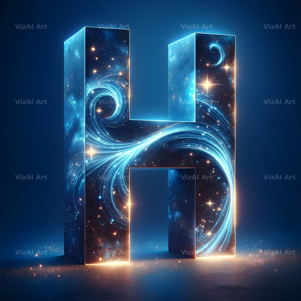 Celestial Blue Glow alphabet letter H