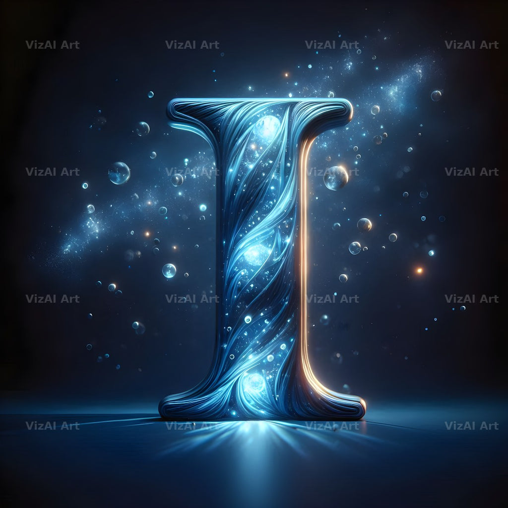 Celestial Blue Glow alphabet letter I