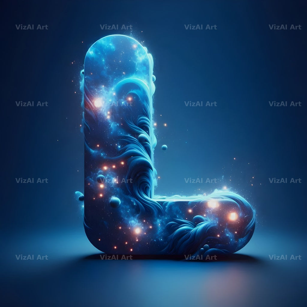 Celestial Blue Glow alphabet letter L