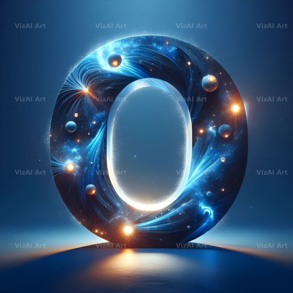 Celestial Blue Glow alphabet letter O