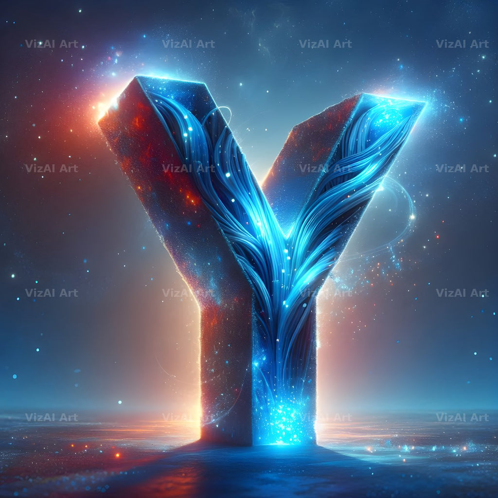 Celestial Blue Glow alphabet letter Y