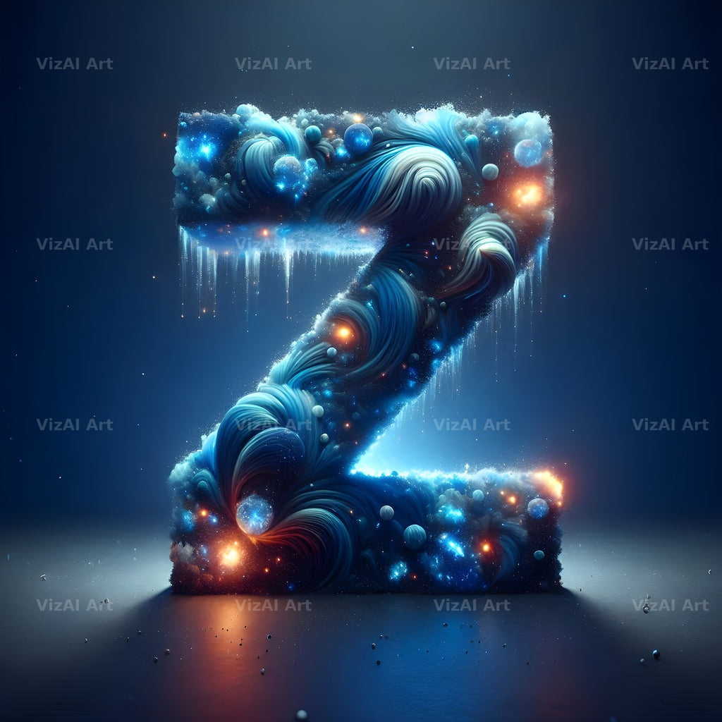Celestial Blue Glow alphabet letter Z