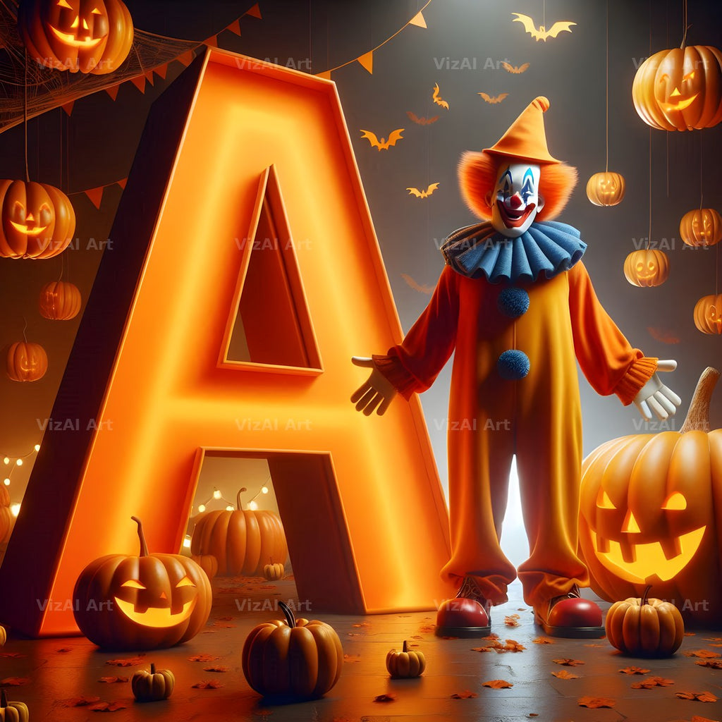 Carnival Clown Night alphabet letter A