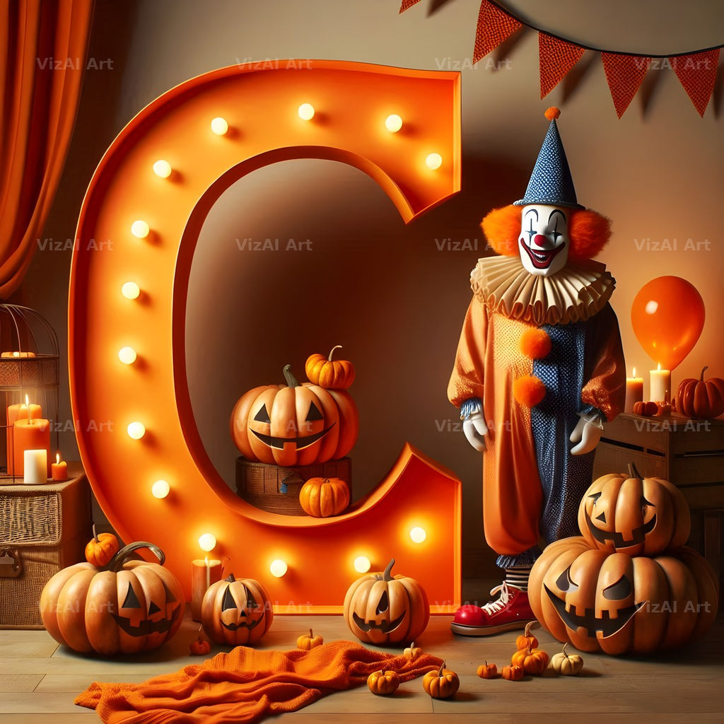 Carnival Clown Night alphabet letter C