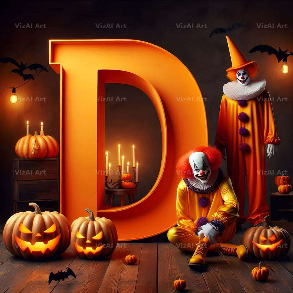 Carnival Clown Night alphabet letter D