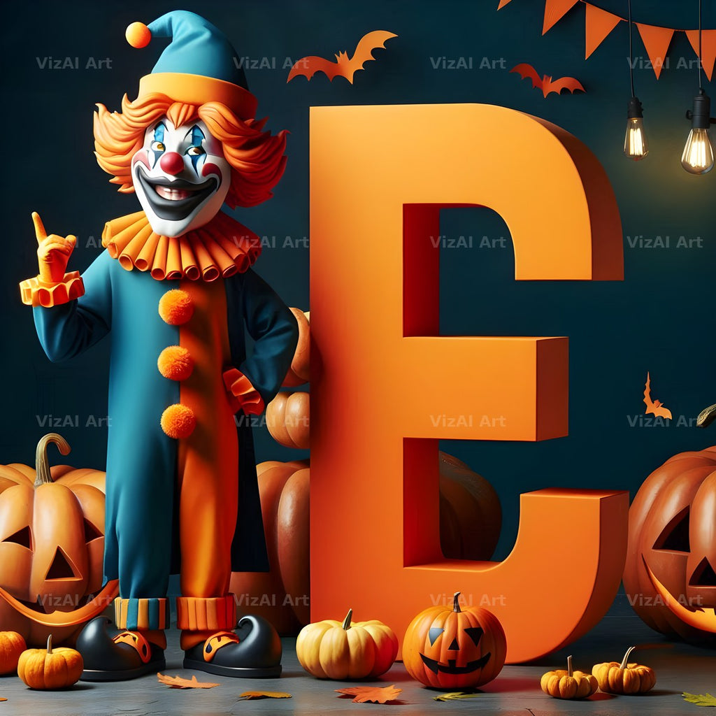 Carnival Clown Night alphabet letter E