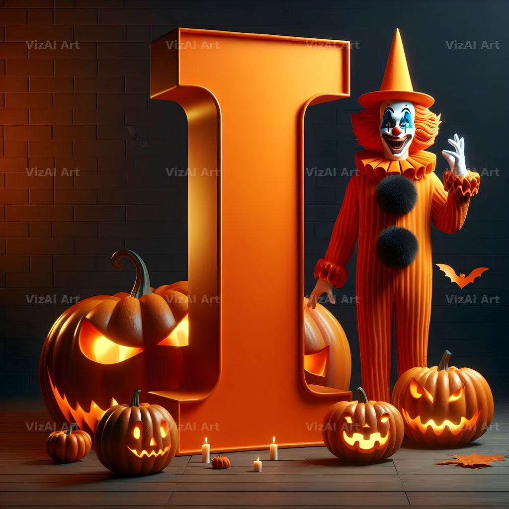 Carnival Clown Night alphabet letter I