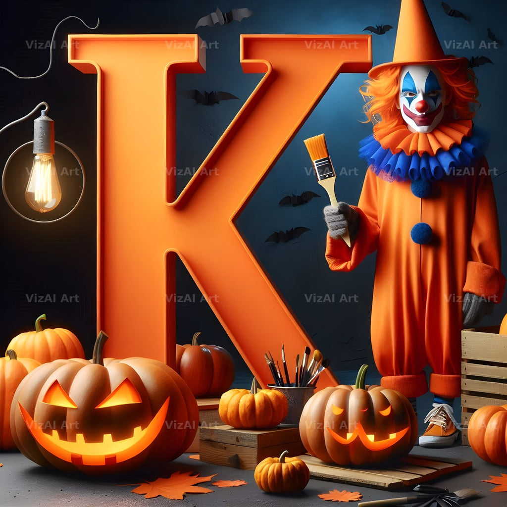 Carnival Clown Night alphabet letter K