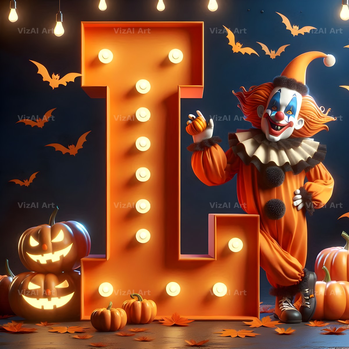 Carnival Clown Night alphabet letter L