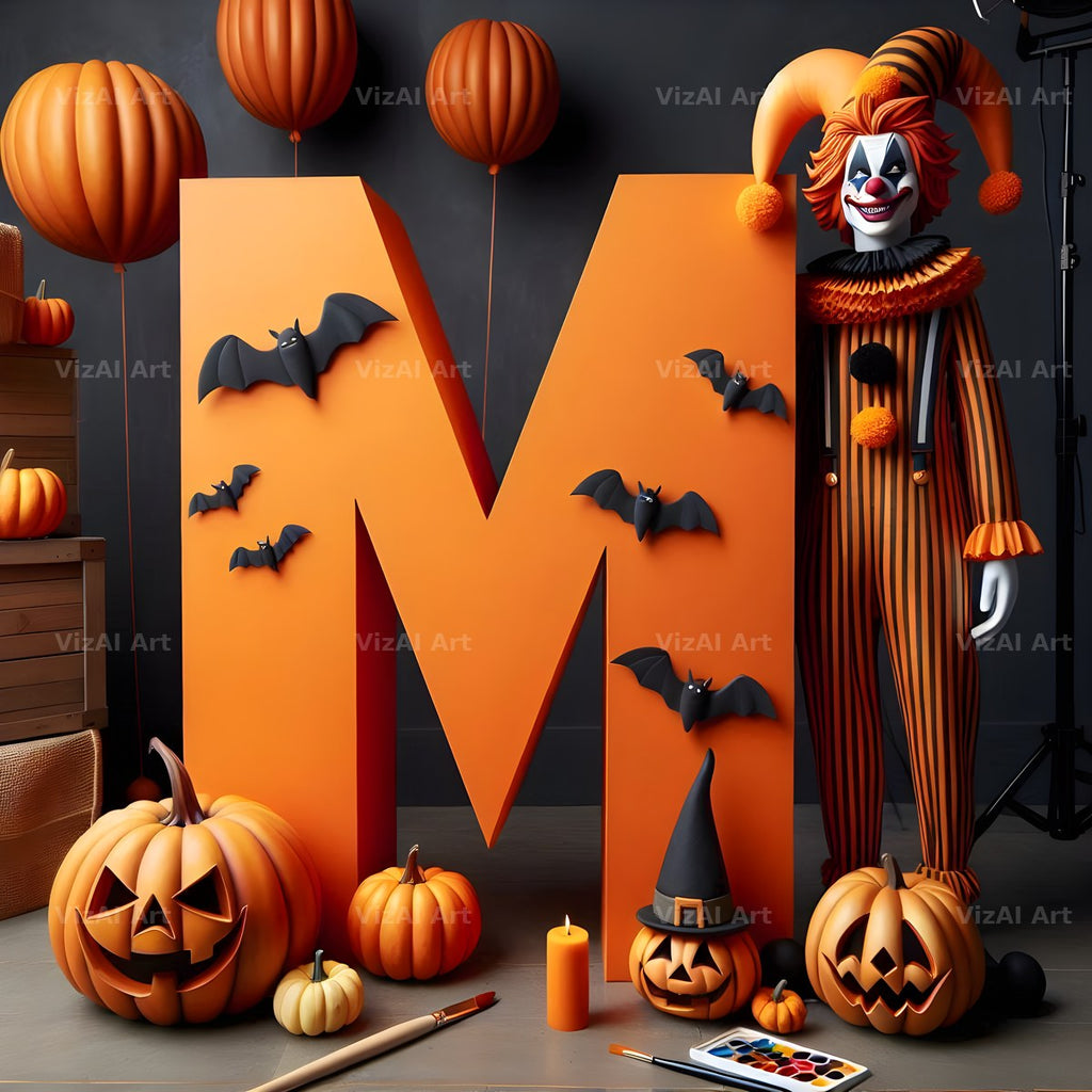 Carnival Clown Night alphabet letter M