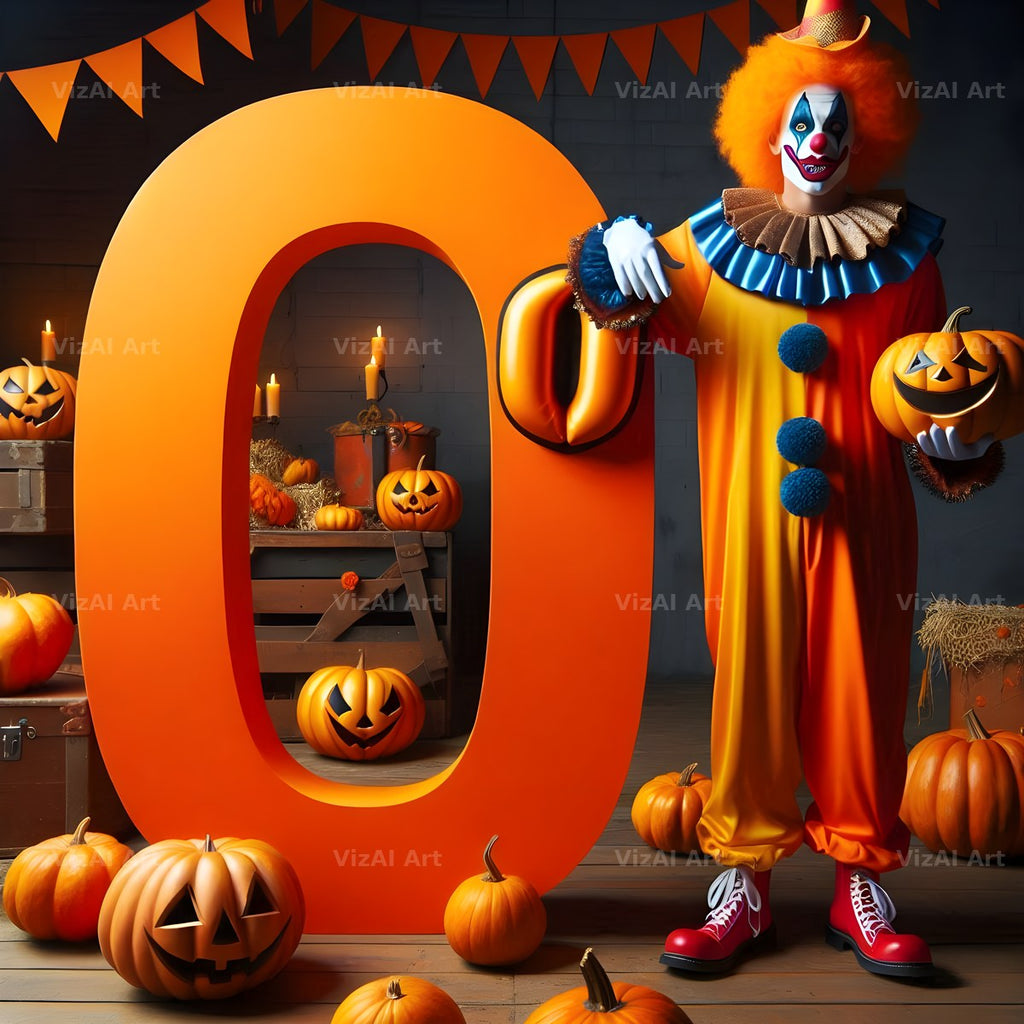 Carnival Clown Night alphabet letter O