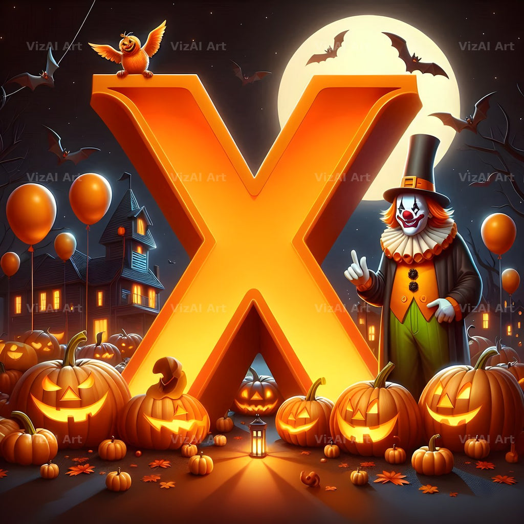 Carnival Clown Night alphabet letter X