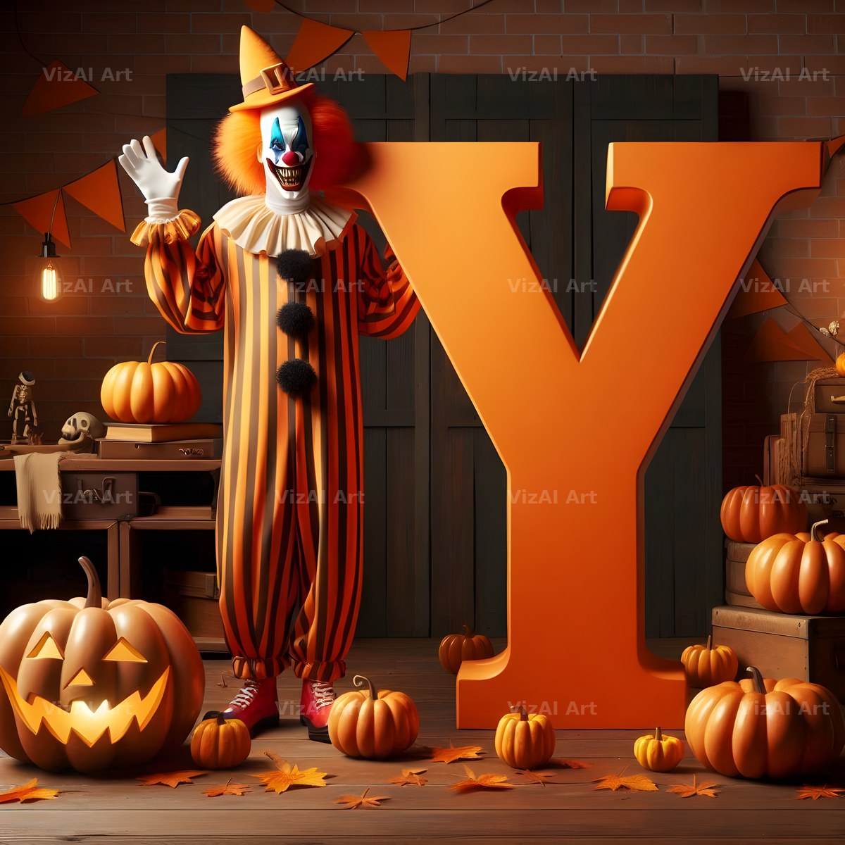 Carnival Clown Night alphabet letter Y