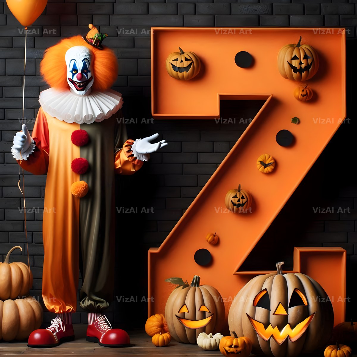 Carnival Clown Night alphabet letter Z