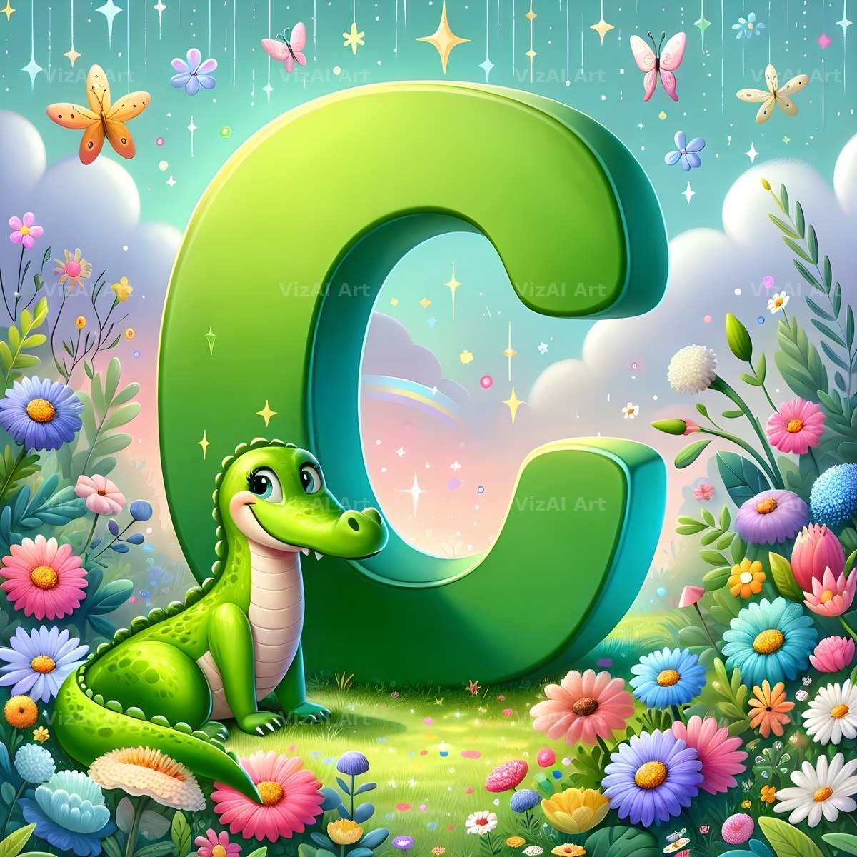 Storybook Crocodile alphabet letter C
