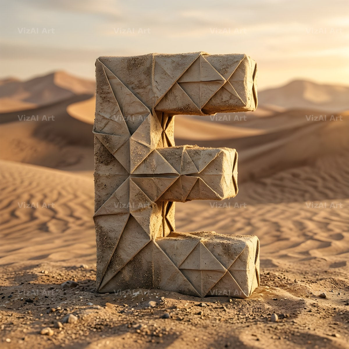 Sandstone Desert Ruin alphabet letter E