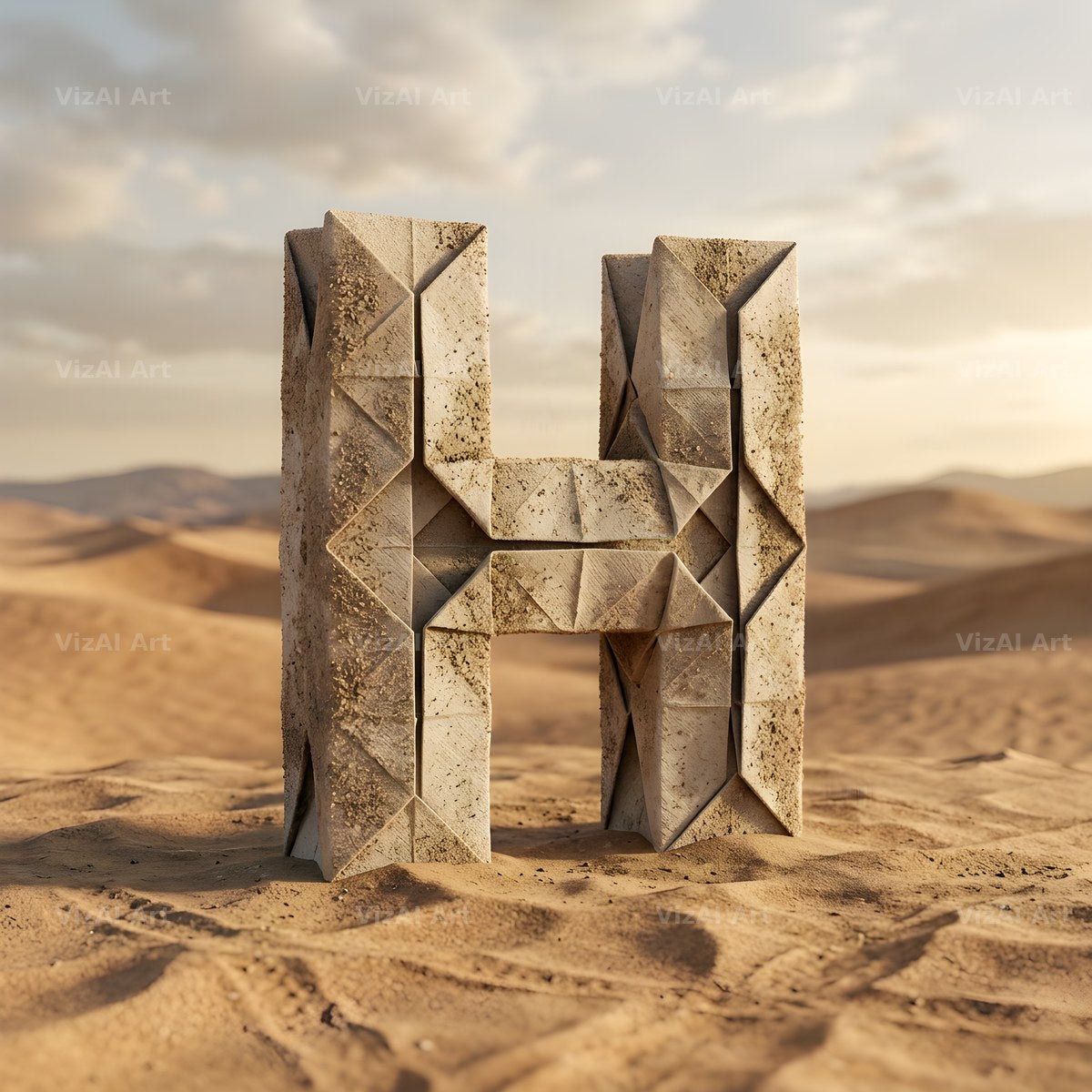 Sandstone Desert Ruin alphabet letter H