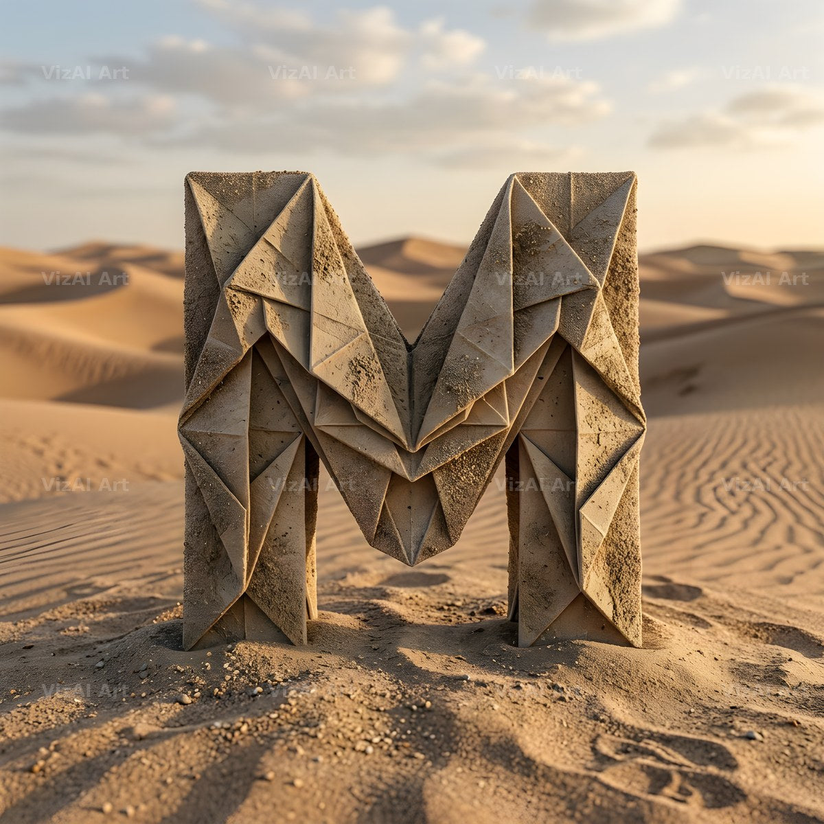 Sandstone Desert Ruin alphabet letter M