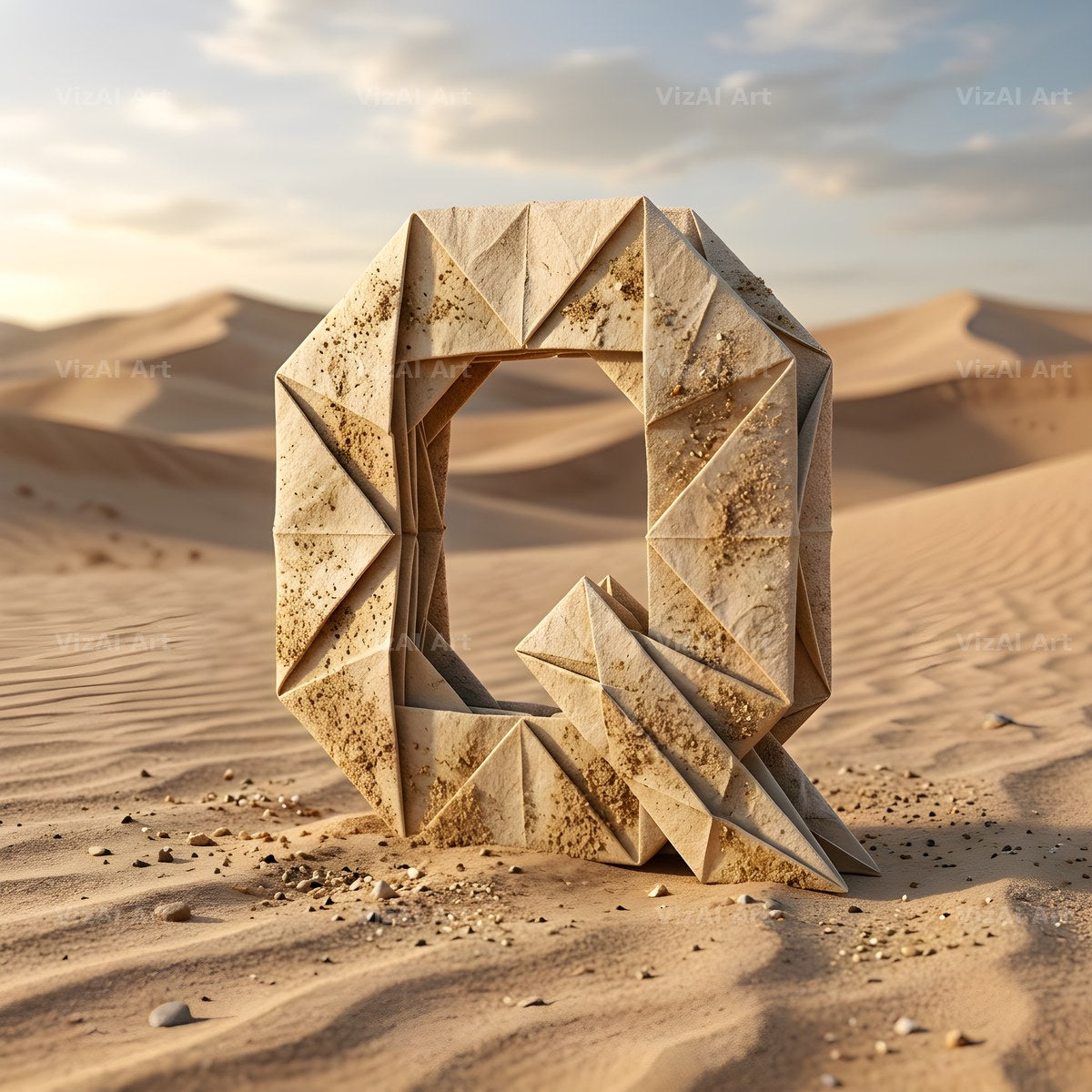 Sandstone Desert Ruin alphabet letter Q