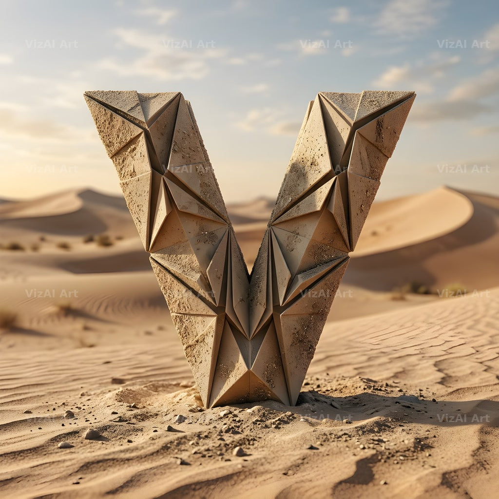 Sandstone Desert Ruin alphabet letter V