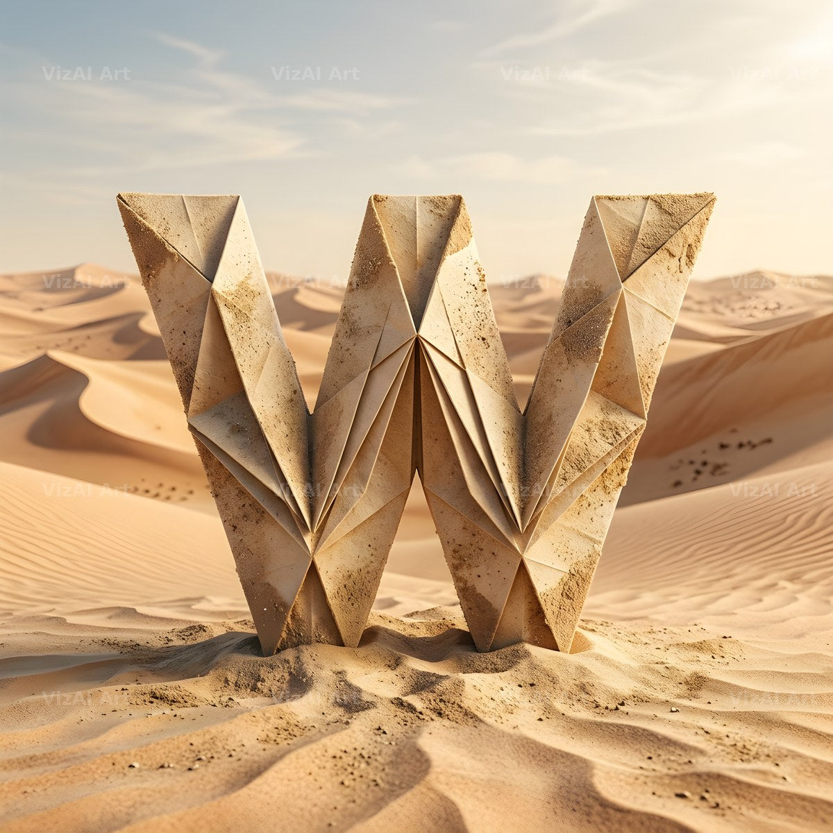 Sandstone Desert Ruin alphabet letter W