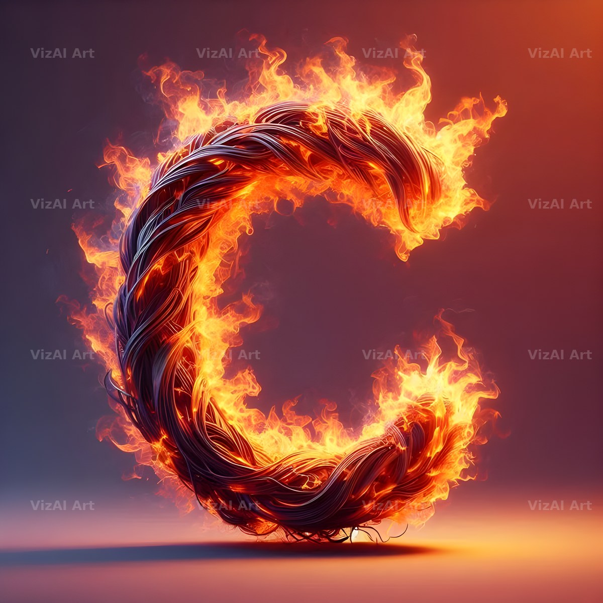 Blazing Flame alphabet letter C