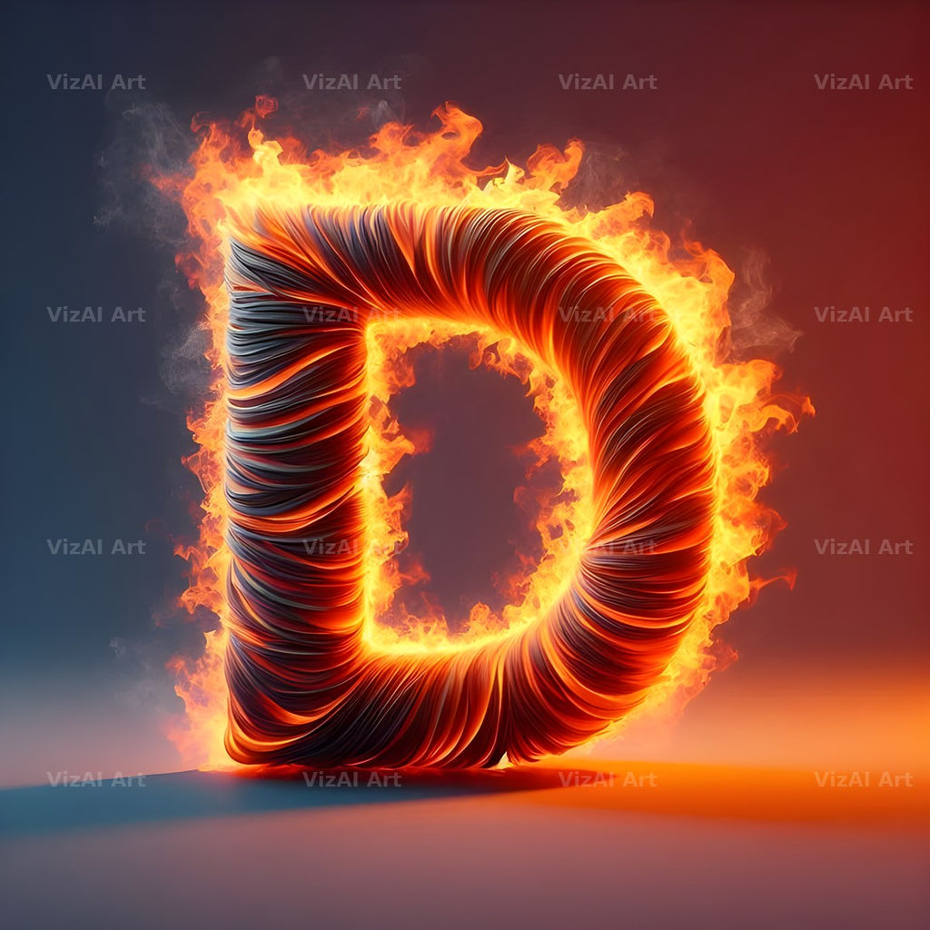 Blazing Flame alphabet letter D