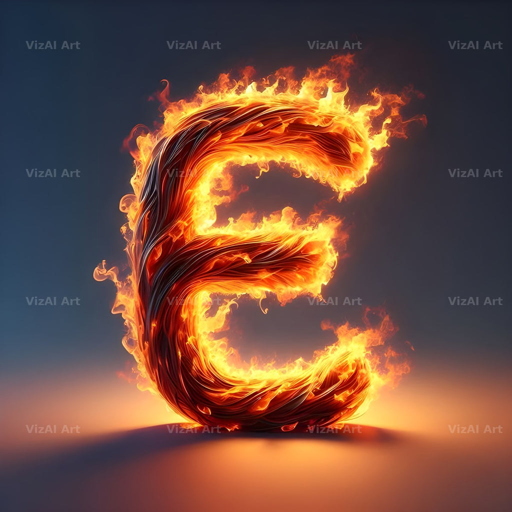 Blazing Flame alphabet letter E