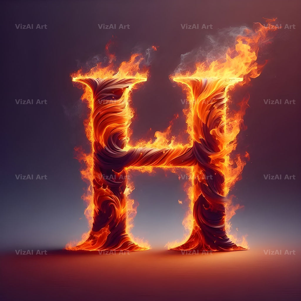 Blazing Flame alphabet letter H